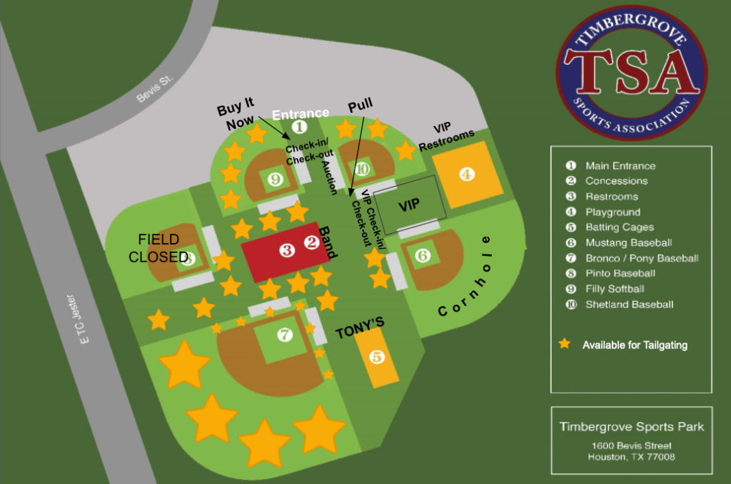 Tailgate for TSA Event Map Timbergrove Sports Association